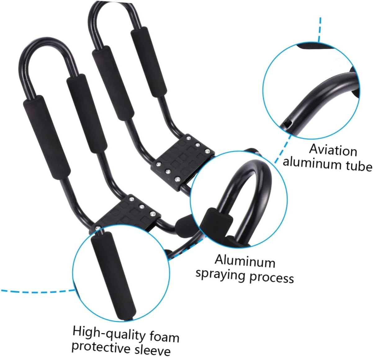 Detachable Car Roof Rack 2pcs Set Kayak and Canoe Carrier Roof Storage Frame Black for Outdoor Sports and Travel