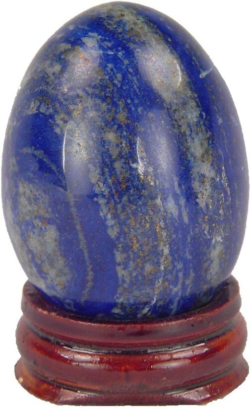 Natural Afghanistan Lapis Lazuli Egg Healing Stone Carving with Stand