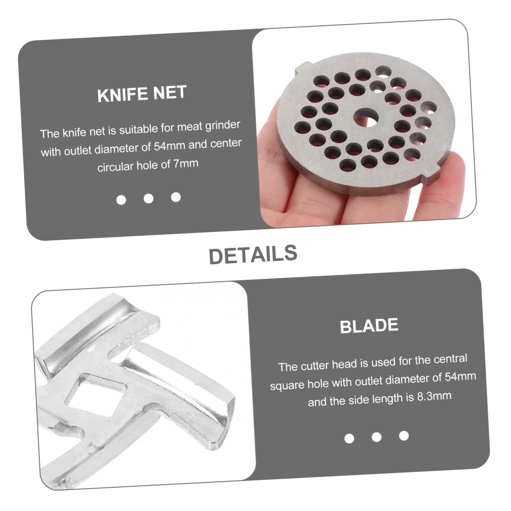 Cabilock 8 Piezas Accesorios para picadora de carne partes de la cortadora de carne pieza de repuesto para picadora de carne cuchillas metalicas para picar carne licuadora
