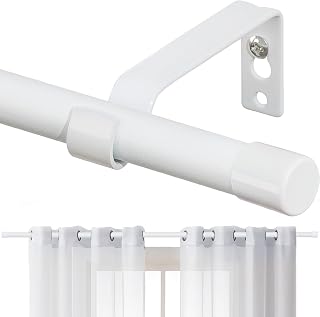 Curtain Rods for Windows 66 to 120, 5/8 Inch Matte White Curtain Rod Set with Brackets Heavy Duty Modern Drapery Curtain Rods, Size: 23-124 Inch