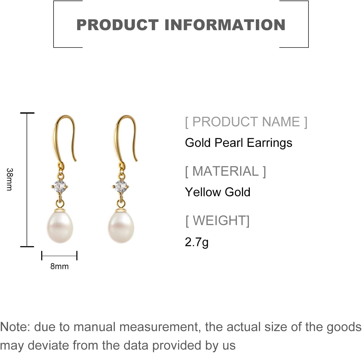 14K Gold Freshwater Pearl Drop Earrings For Women, Delicate Moissanite Pearl Drop Earrings, White Gold Hoop Pearl Earrings, Gift For Her