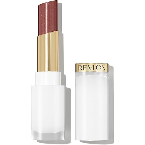 REVLON Super Lustrous Glass Shine Balm, Hydrating Tinted Lip Balm with Hyaluronic Acid, Aloe & Rose Quartz, Light-Medium Brown Lipstick, 013 Toasting Glasses, 0.11 oz
