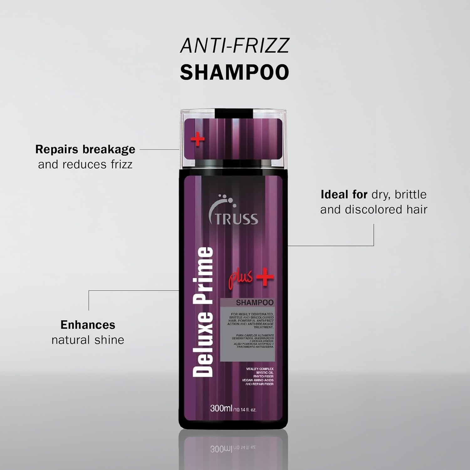 TRUSS Deluxe Prime Plus+ Shampoo for Dry, Damaged Hair - Moisturizing Hair Shampoo for Women & Men - Frizz-Control & Breakage Defense - Improve Natural Shine - No Added Salts (10.1 Fl Oz) - Image 2