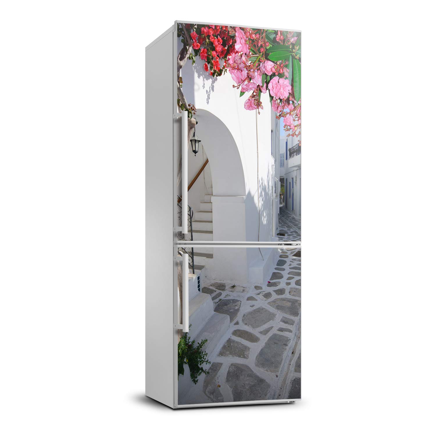 Sticker frigo haut de gamme Tulup 70x190cm - Vinyle mural décoratif village grec