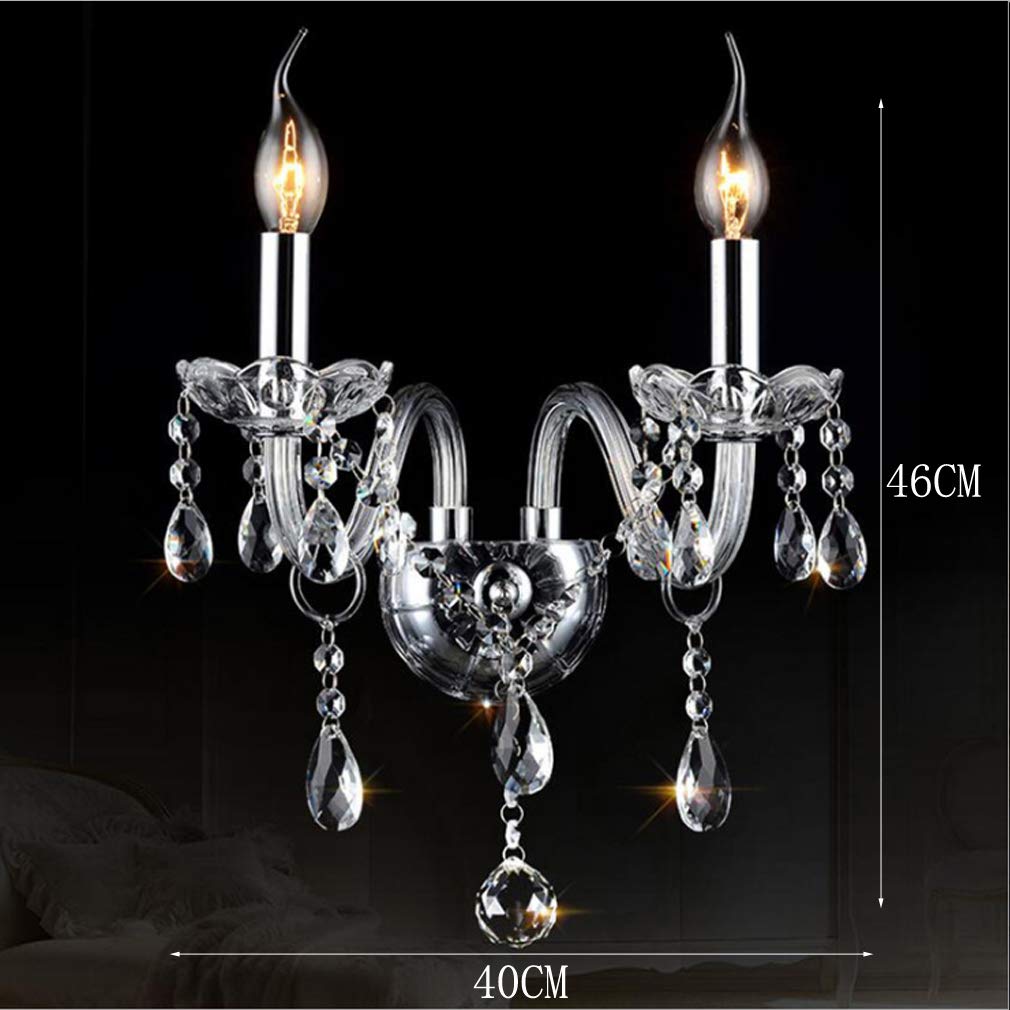 E14 Wandleuchte Elegante Kerzen Kristall Korridor Treppen Lampe, K9-Kristallleuchter Modern Wandlampe für Schlafzimmer Wohnzimmer Esszimmer Flur Aisle Balkon Bar Büro Klassisch Wandspots (2-licht)