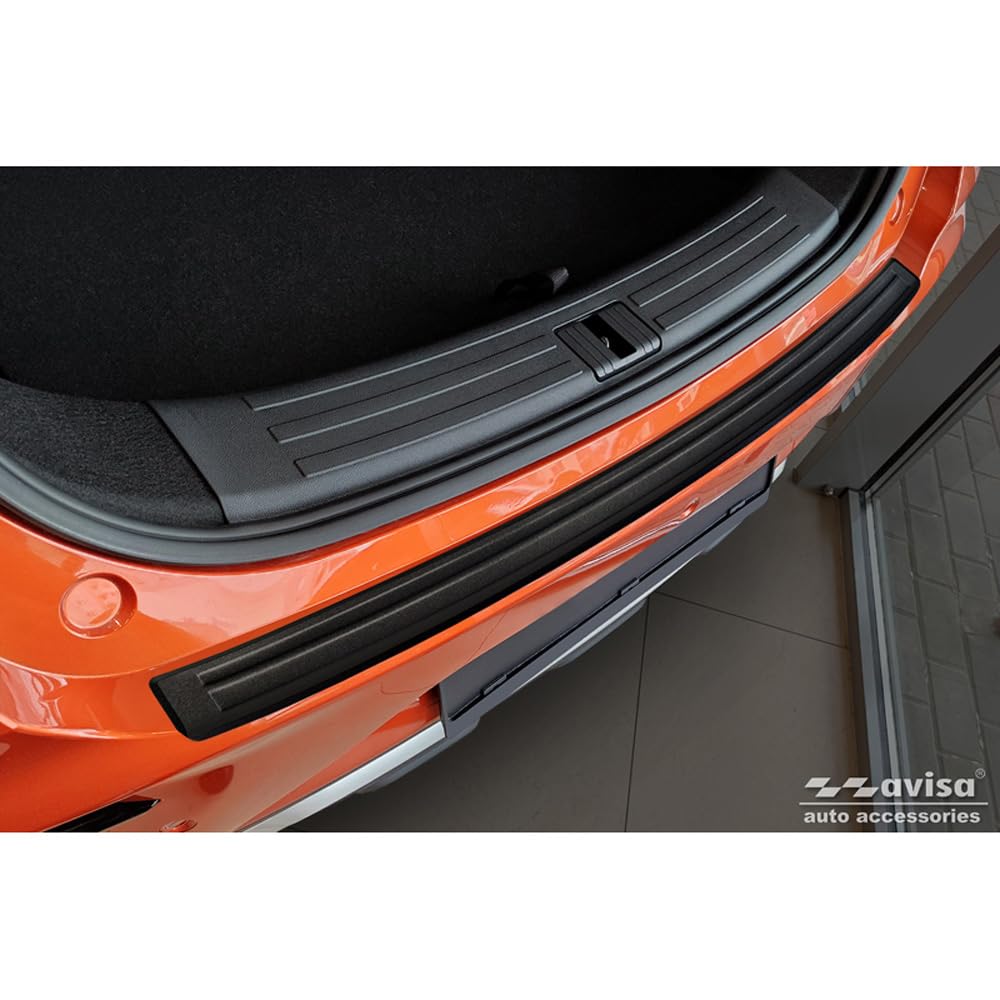 Avisa Matt Black Stainless Steel Rear bumper protector compatible with MG ZS FL 2019-2024 'Lines'