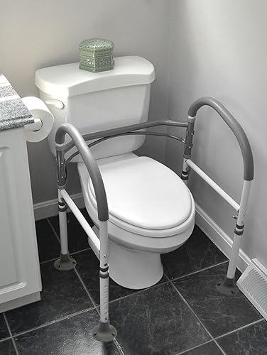 Vista 8 de Vaunn Medical Deluxe - Marco de seguridad ajustable y plegable para inodoro, pasamanos de baño, mango de barra de agarre
