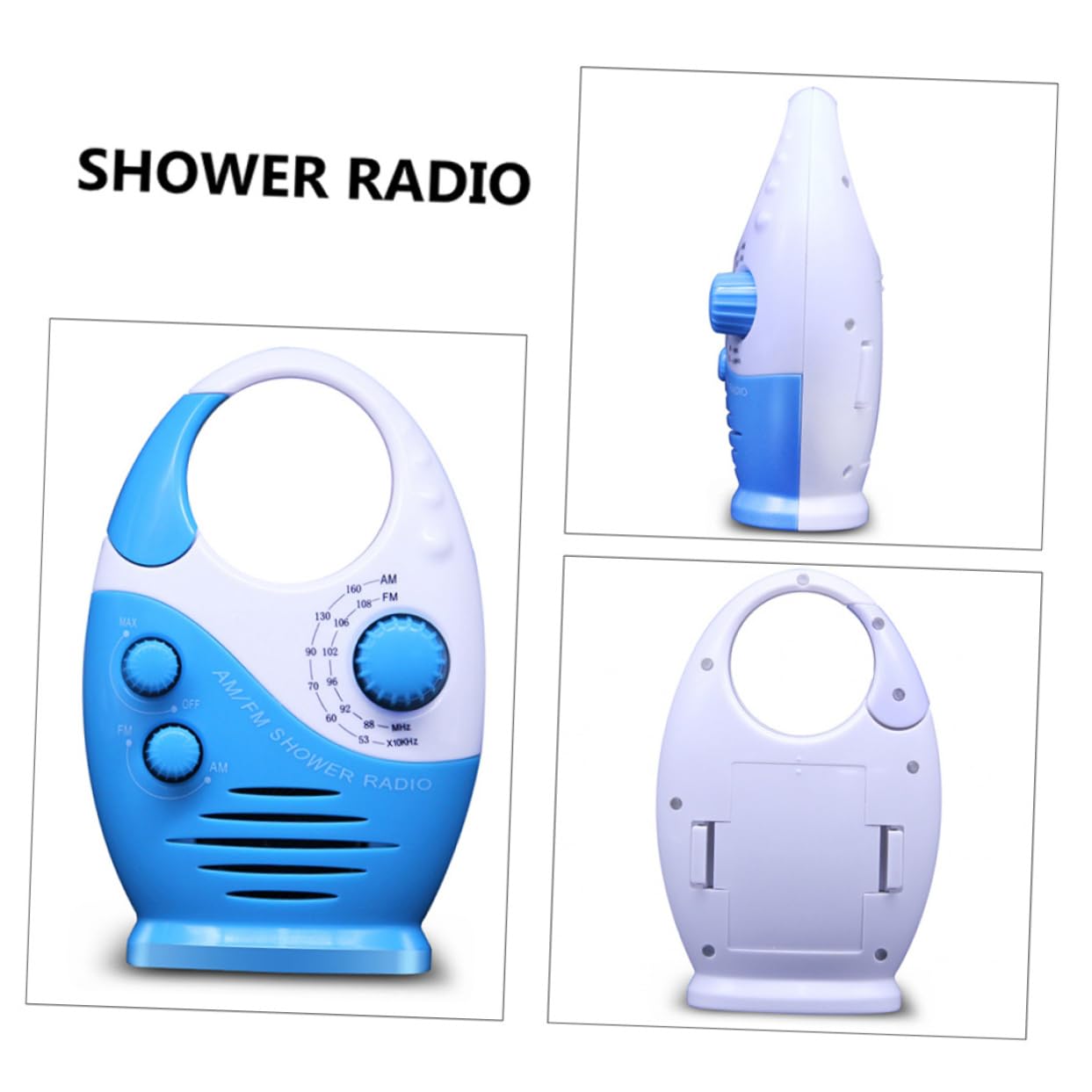 Radio de Ducha Portátil Altavoz Abs y Orificio para Colgar, Mini Radio Am/FM Adecuado para Cocina y Viajes de Negocios