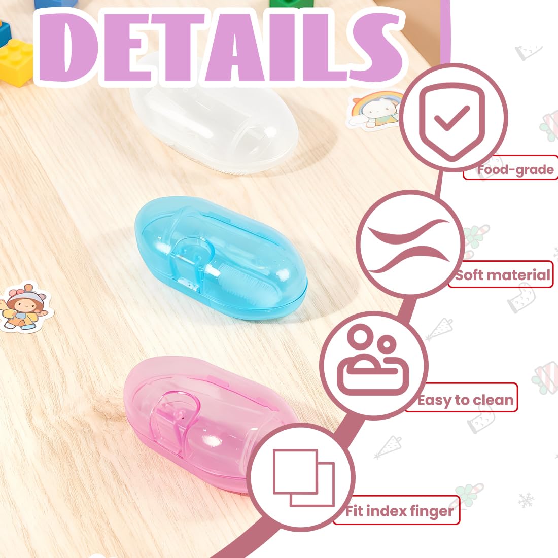 9 Pezzi Spazzolino Morbido Sicuro da Denti per Bambino, Spazzolino Neonato, Spazzoline da Denti di dito in Silicone per Ragazzi, Impacco Trasparente per Massaggi