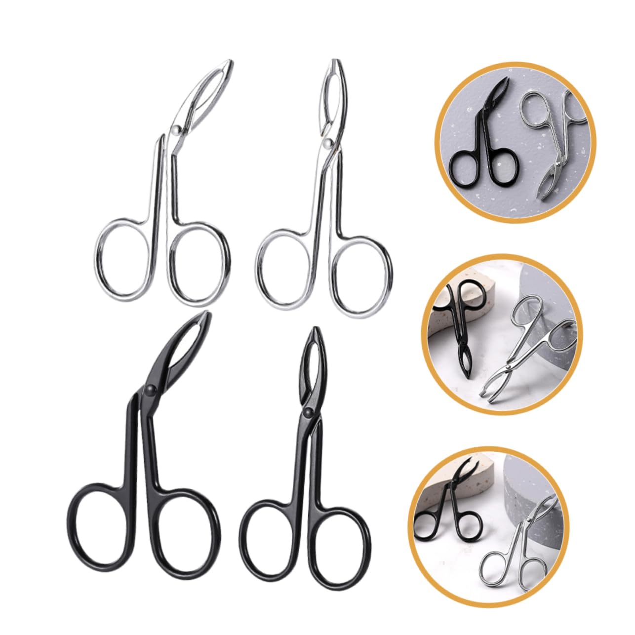 VICASKY 4 Set Pinzettper Sopracciglia Acciaio Inossidabile Pinzettper Sopracciglia Con Design E Dritto Strumenti Portatili Per Donne Per Rimuovere 4 Pezzi*4