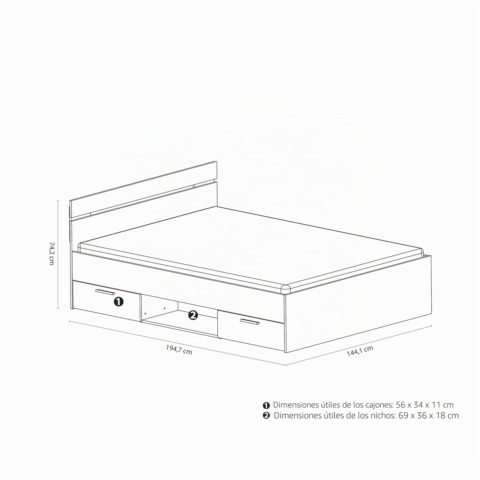 Demeyere Miroytengo Cama Michigan Blanca 135 o 140 cm
