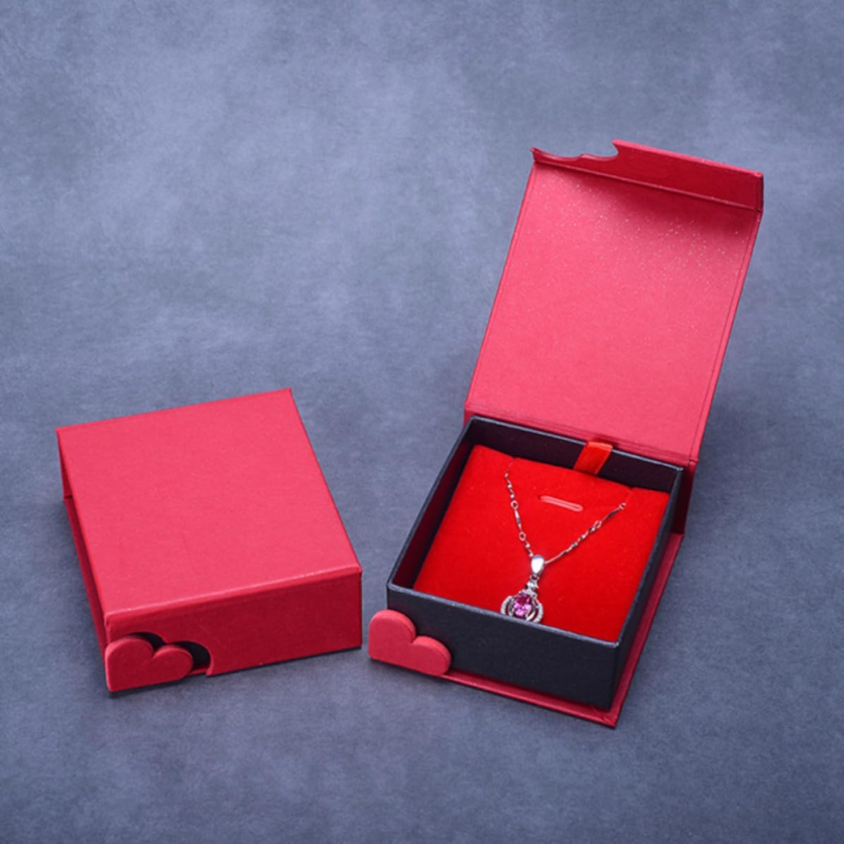 PRETYZOOM Heart Shaped Jewelry Box Velvet Ring Box for Weddings image 4