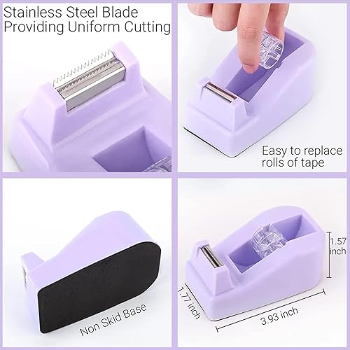 Miniatura 10 de Kit de suministros de oficina de escritorio rosa para mujeres, grapadora de escritorio rosa, dispensador de cinta, removedor de grapas, perforador,