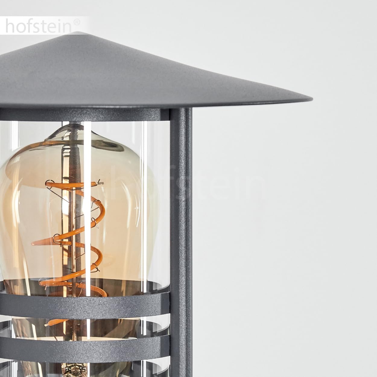 Zewnętrzna lampa ścienna Forli, lampa ścienna z czujnikiem ruchu wykonana z metalu/szkła w kolorze antracytowym/przezroczystym, lampa ścienna z kloszem wykonanym ze szkła/patio, E27, bez żarówki, IP44