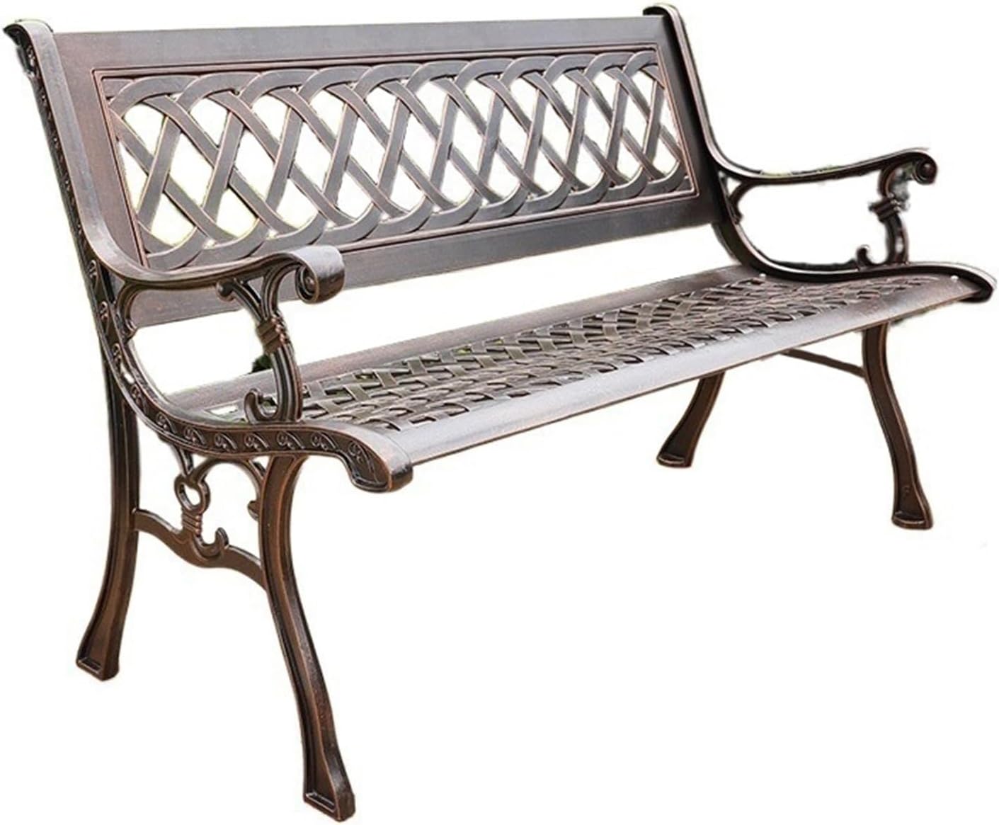 Outdoor Bench Cast Aluminum Outdoor Patio Bench, Metal
