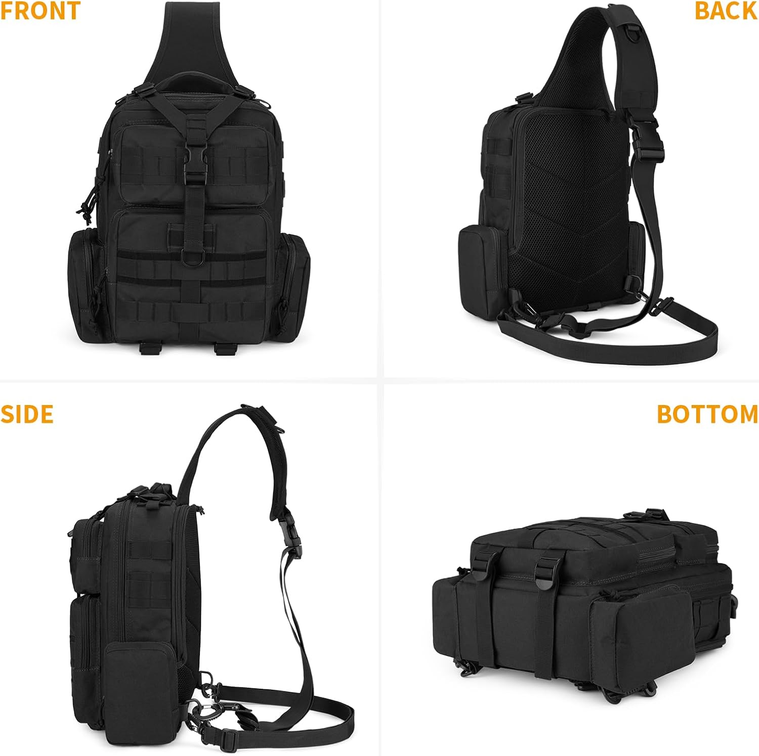 CamGo Tactical Sling Bag Molle Single Strap Backpack for Men EDC Shoulder Bags Military Crossbody Pack for Hiking Fishing Cycling Travel - Image 9