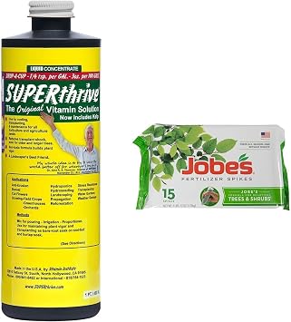 SUPERthrive VI30155 Plant Vitamin Solution, 1 Pint,Multi and Jobes Slow Release Tree and Shrub Fertilizer Spikes, 15 Count