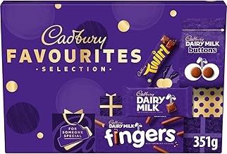 Cadbury Favourites Chocolate Selection Box, Perfect Stocking Filler Gift, Includes 4 Chocolate Bars & Bags, Perfect for Gifting, 351 g (Pack of 1)