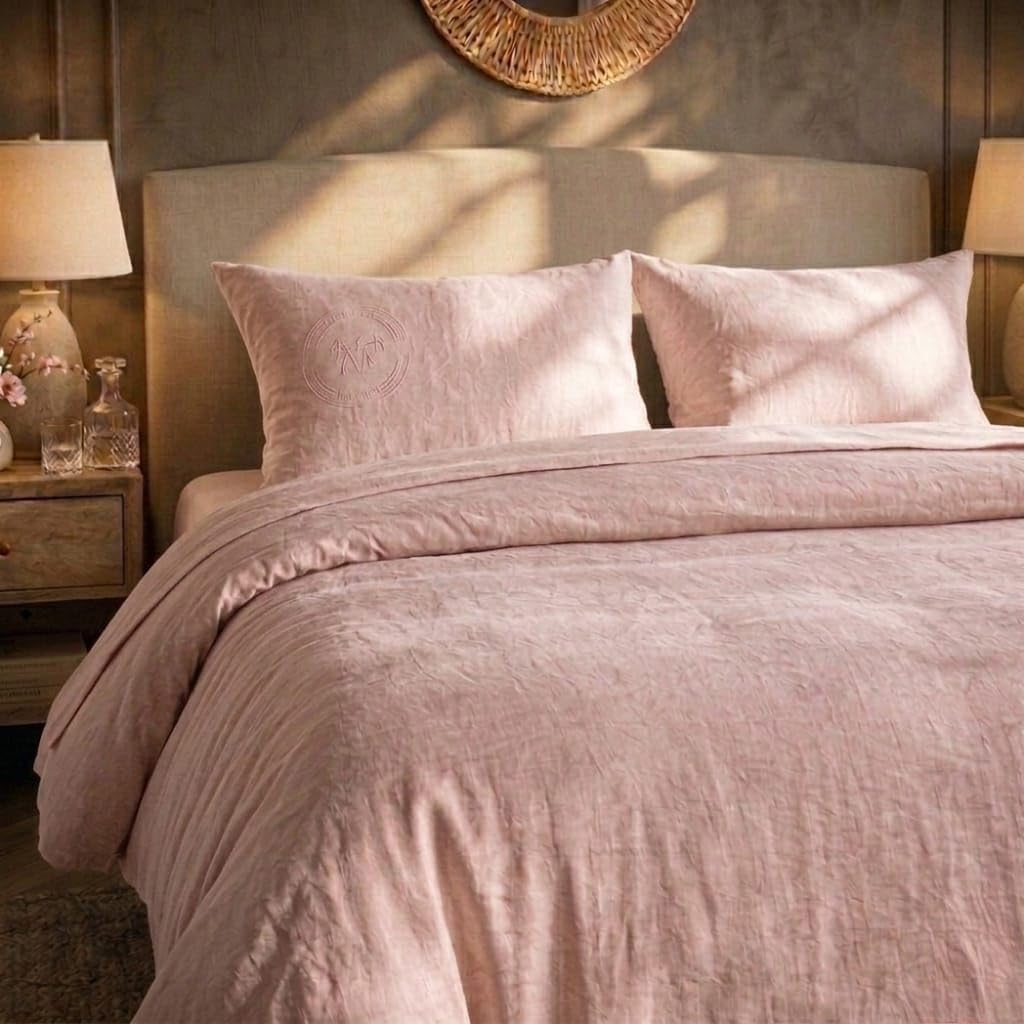 Completo Copripiumino Matrimoniale 220x230 cm BOSALONI HOME Essential Collection – Lenzuolo Sotto con Angoli 160x200+35 e 2 Federe 50x80 – Set Letto Elegante in Microfibra Morbida (Rosa Antico)