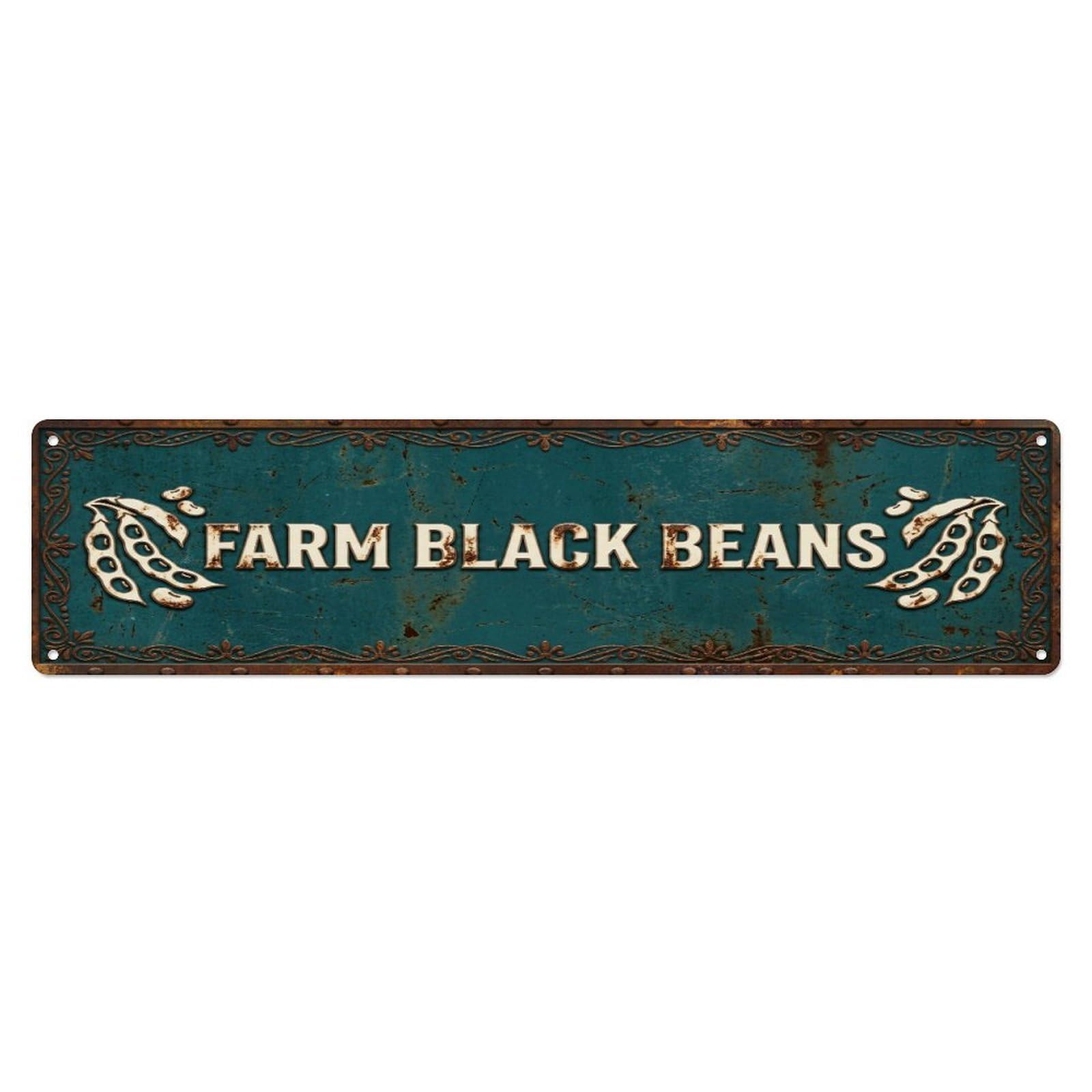 Metal Tin Sign FARM BLACK BEANS Vintage Legume Rustic Farmhouse