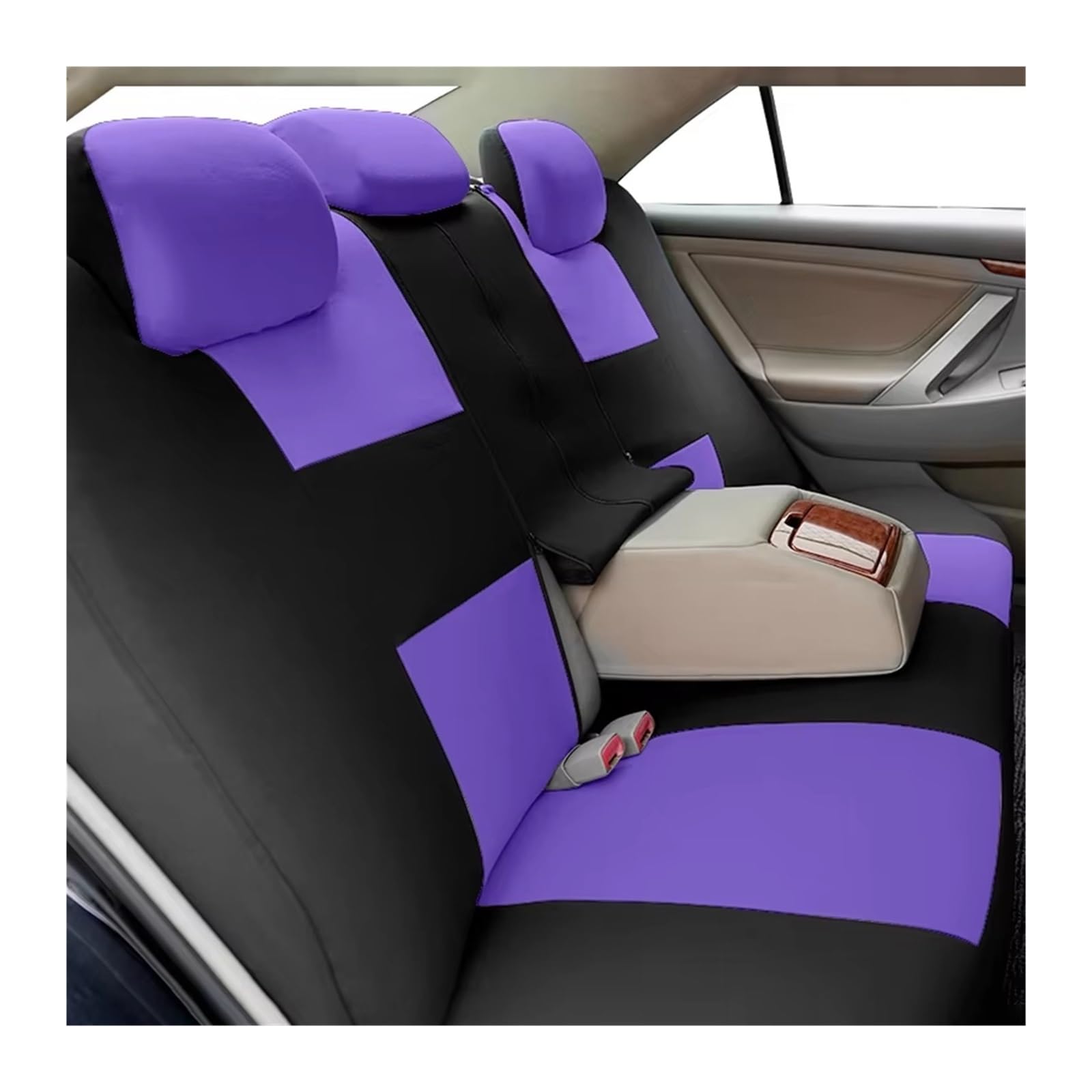 Coprisedile Auto Set Di Coprisedili Universali Per Auto Con Coprivolante, 2 Protezioni Per Le Spalle, Sedile Posteriore Divisibile Coprisedili(Purple)