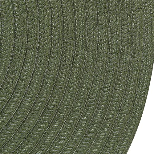 Image of SHACOS Round Placemats Set of 6 Washable 15 inch Round Table Mats Cotton Polyester Woven Braided Place Mats for Dining Table (Olive Green, 6)