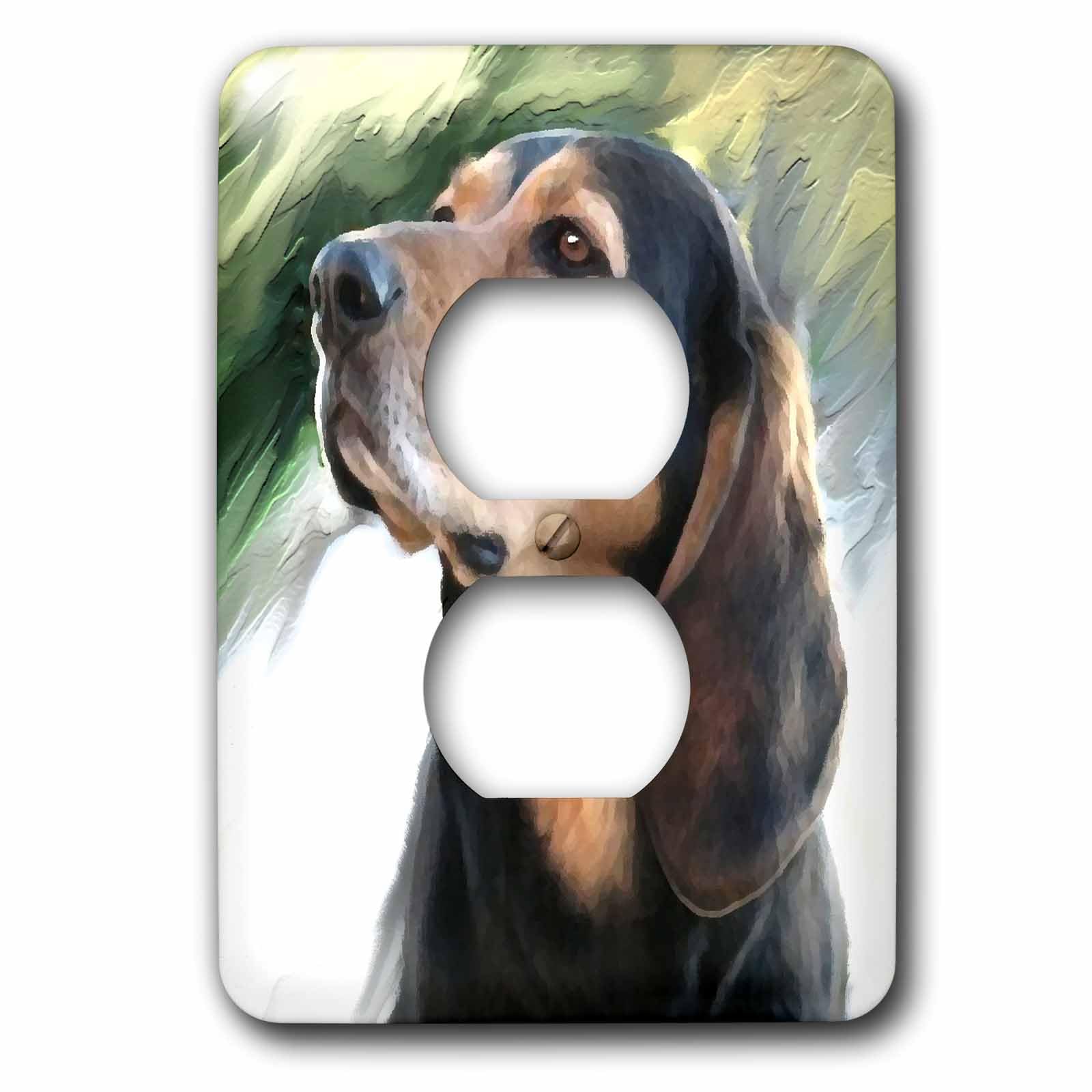 Coonhound 2 prises cache mural haute resistance 3dRose lsp_4408_6 noir et brun