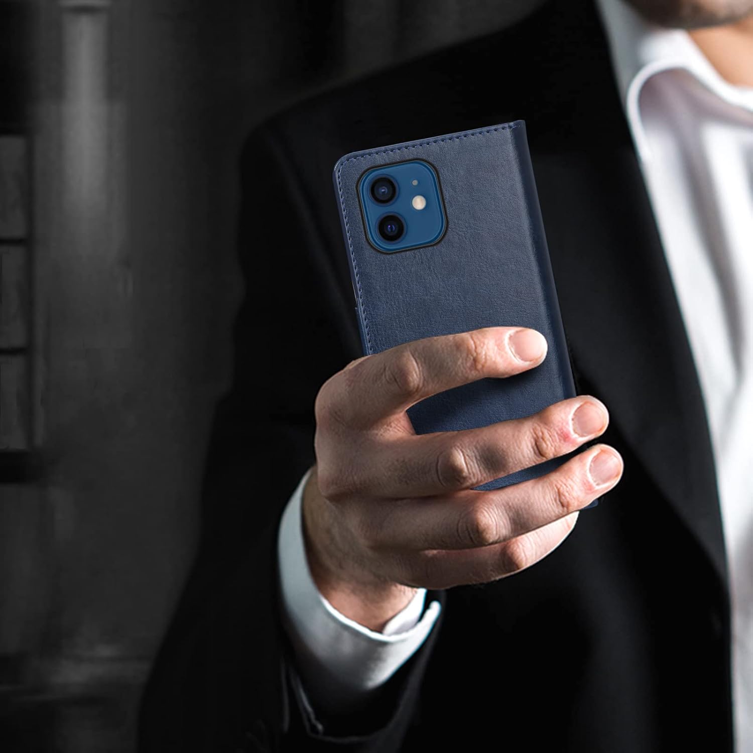 Amazing 🔥 FYY Case Compatible with iPhone 12/12 Pro 5G 6.1, [Support Magsafe Charger] Luxury Leather Wallet Case Flip Folio Cover with [Card Slots] for iPhone 12/12 Pro 5G 6.1 Navy