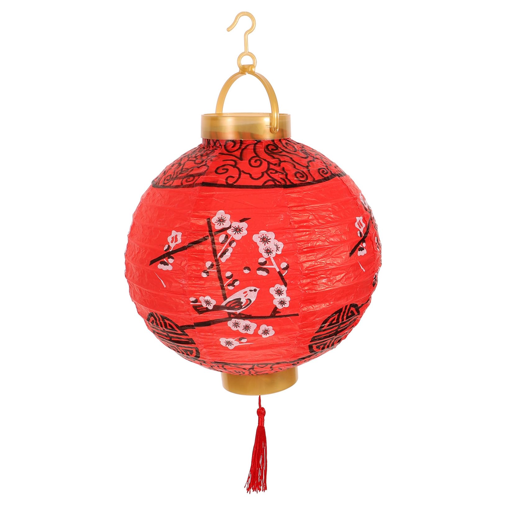 Lanterne en papier rouge pliable suspendue lumineuse LED pour déco de salle fête