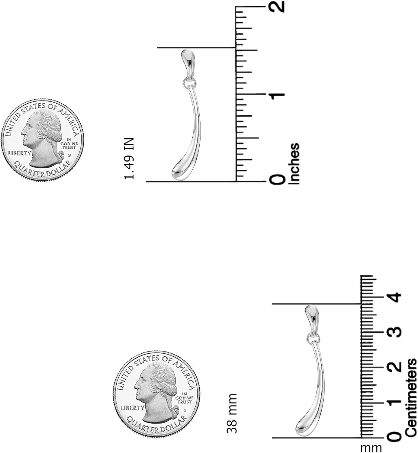 LeCalla 925 Sterling Silver Long Water Drop Earrings for Women | Classic Teardrop Earrings | Women's Waterdrop Dangle Stud Earrings 38MM - Image 5