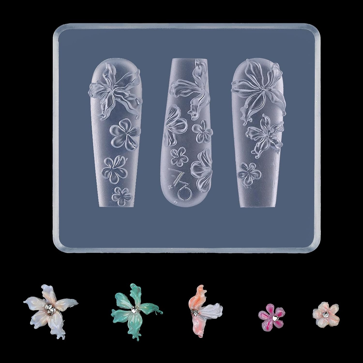 Silicone Nails Art Mold for 3D Designs Embossing Rose and Butterfly Nails Charm Creation Tool Manicure Embellishment Tool Manicure Embellishment Tool