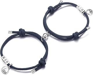 MILACOLATO Couple Magnetic Bracelet Set Mutual Attraction Rope Braided Charm Pendants Bracelet Couple Gift Jewelry Set for Women Men, Copper