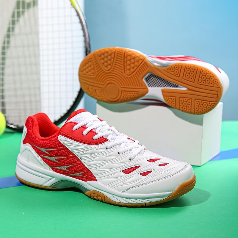 Tennis Shoes Lightweight Pickleball All Court Shoes Indoor Outdoor Badminton Sneaker with Arch Support Court Training Red - Image 5