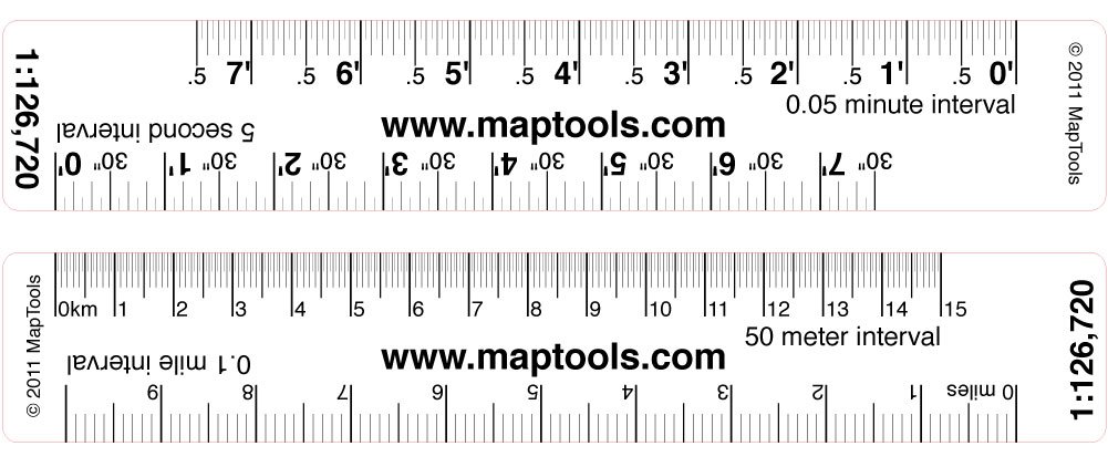 Map Ruler for Measuring LAT/Lon, Miles, and Kilometers at a Single map Scale