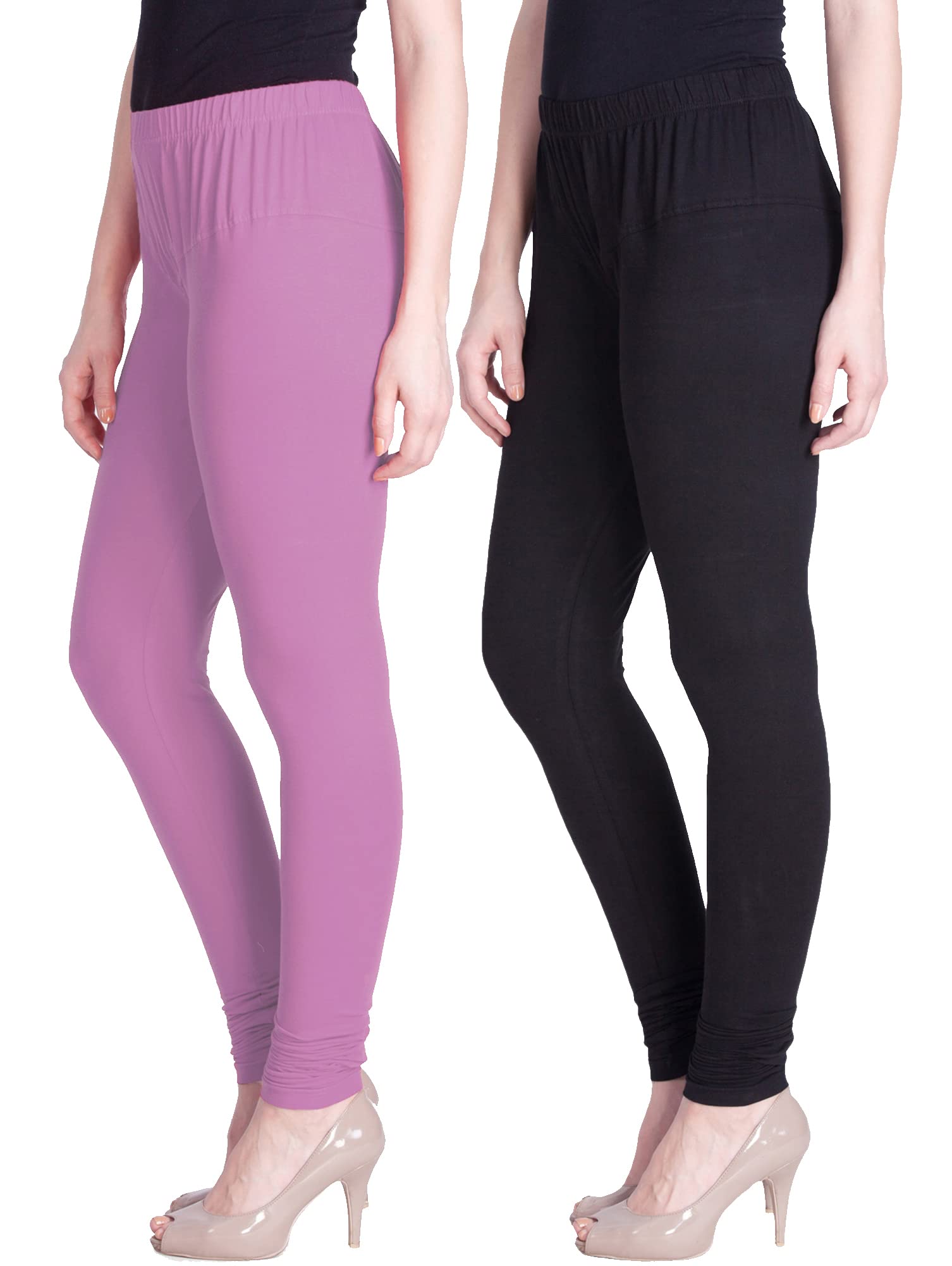 Lyra Women Solid Premium Cotton Churidar Leggings | Mid-Waist | Fashionwear
