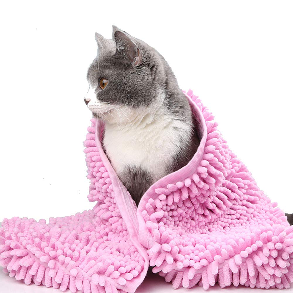 Chenille Serviette pour Chien Super Absorbante en Microfibre, Serviette de Bain, Doux et Chaud Couverture de Chien Chat, 80 x 35 cm