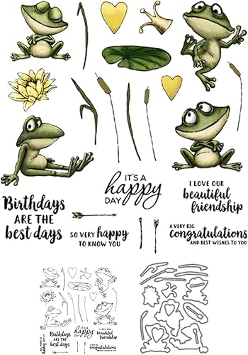 Miniatura 2 de Sellos para manualidades, juego de sellos y troqueles de corte transparentes de rana de dibujos animados para hacer tarjetas, troqueles de silicona