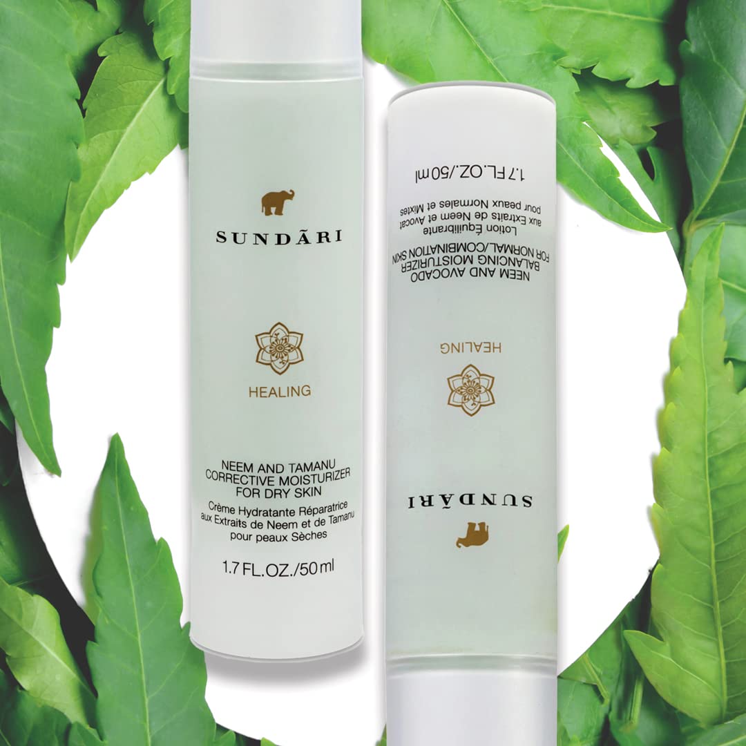 SUNDARI Neem & Tamanu Corrective Moisturizer, 1.7 Fl Oz, Hydrating, Lightweight Deep Penetrating Formula, Softens Fine Lines & Removes Wrinkles