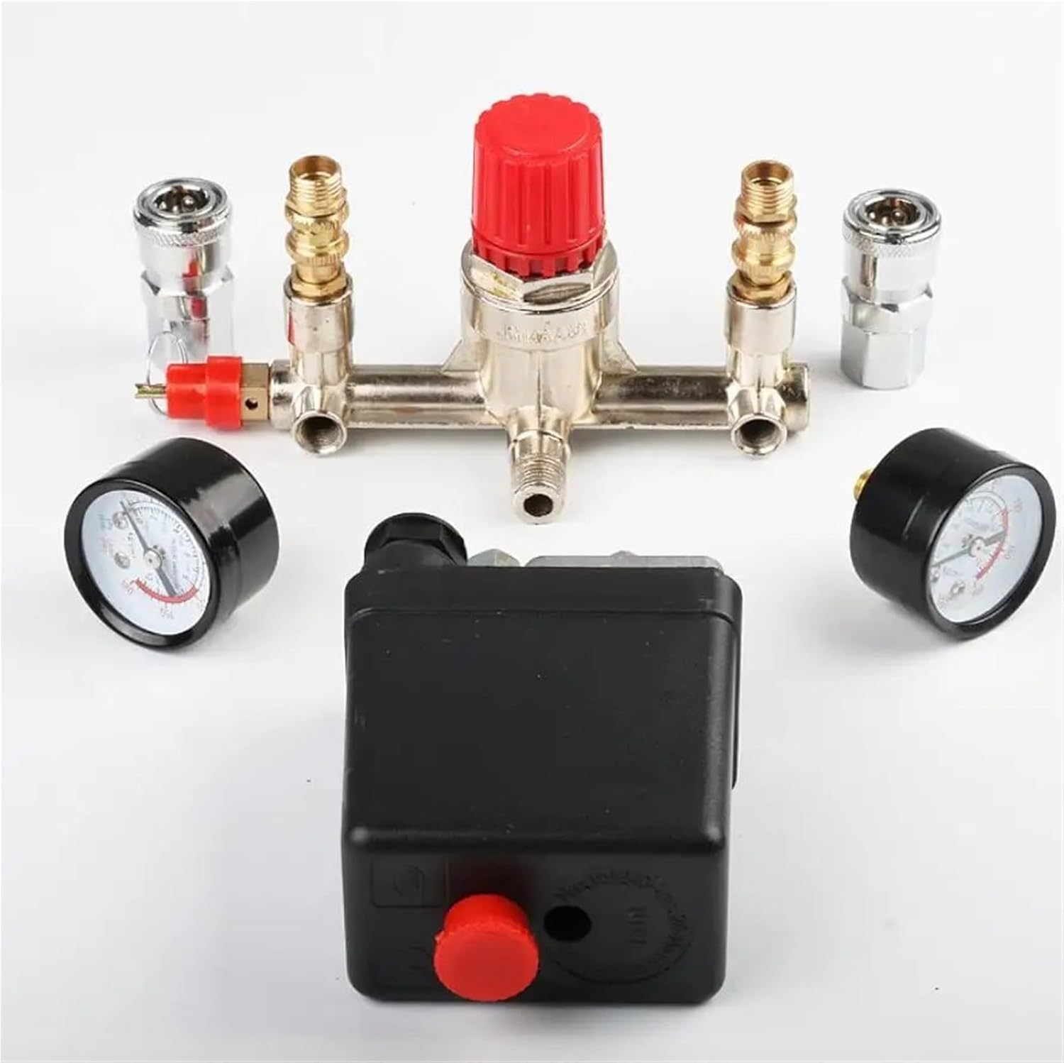 220V Oil Free Mute Air Compressor Accessories Pressure Control Switch Assembly Can Adjust The Exhaust Valve with Gauge(B)
