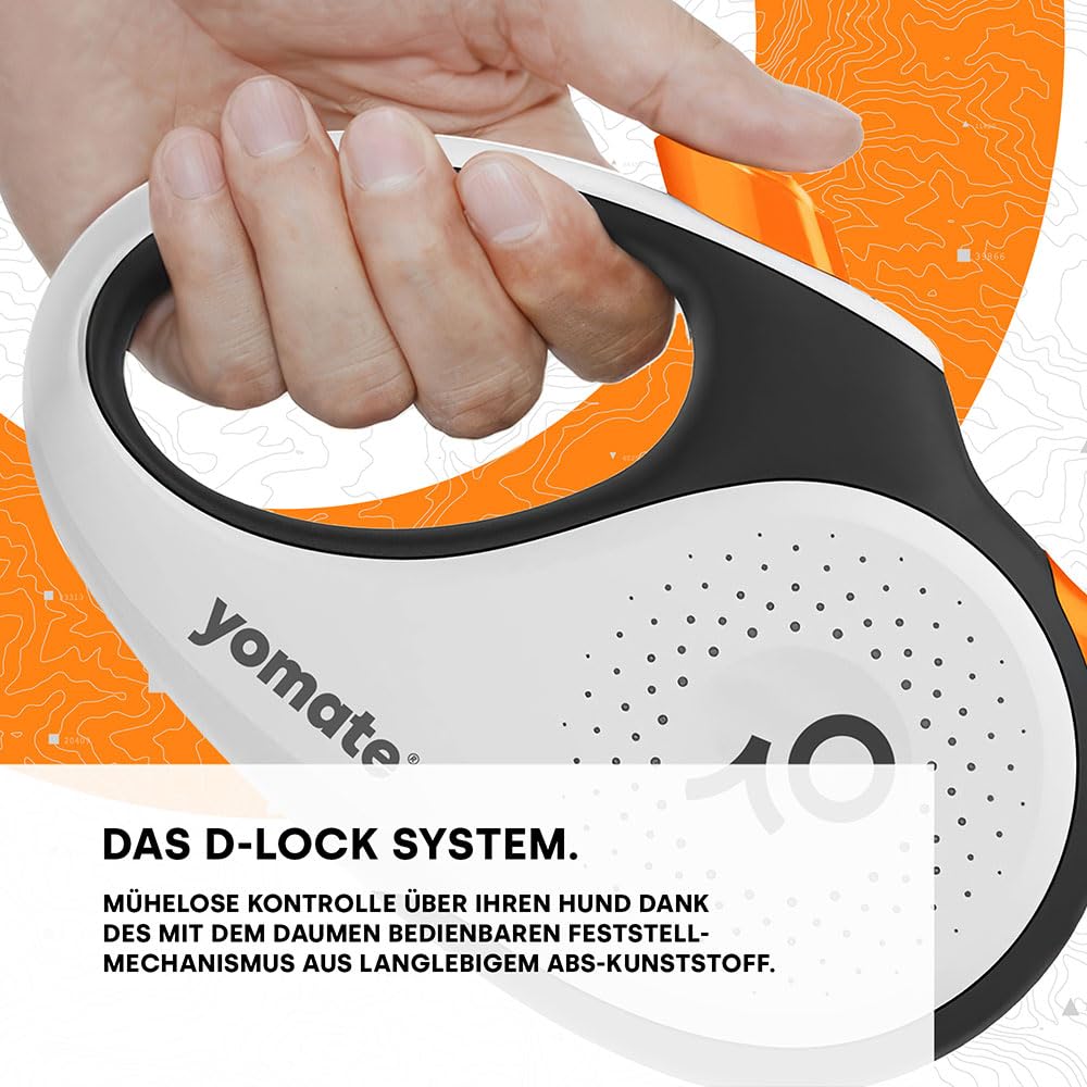 Automatische Hundeleine 5m für Große Hunde bis 50kg – Extra Starke Rollleine mit Brems- & Stoppfunktion, Verhedderungsfreie Nylonleine, Ergonomischer Gummigriff, Schwarz