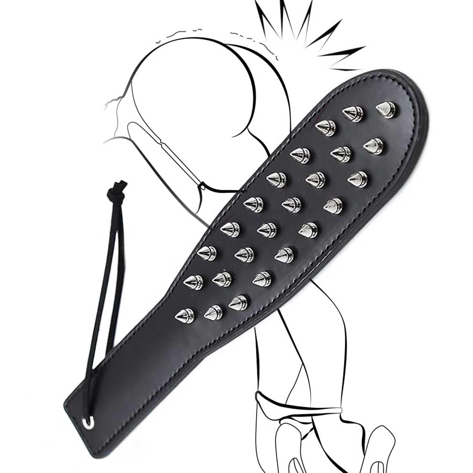 Spanking Paddle for Sex Leather SM Tool with Safe Rivet Sex Paddle for Extra Sensation Flirt Paddle Sex Restraint Bondage Adult Sex Paddle with Unique Design for Couple/Women BDSM