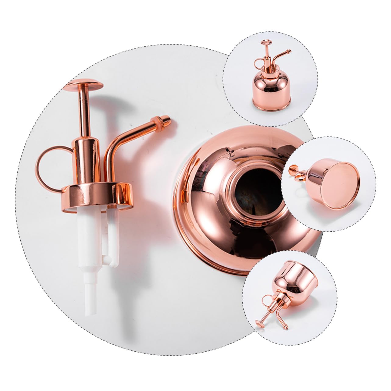 INOOMP Vintage Edelstahl Pflanzenspritze 300ml Roségold Kleine Gießkanne Mit Sprühpumpe Für Zimmer Und Gartenpflanzen Luftbefeuchtung Blumenpflege Terrassenbewässerung