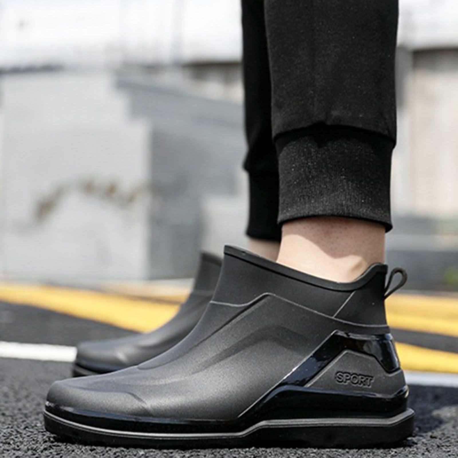 Botas de goma para hombre, botas de lluvia cortas, impermeables, botines de goma, botas de lluvia, antideslizantes, botas de jardín, botas de goma para exteriores, botines de goma, botas de tobillo