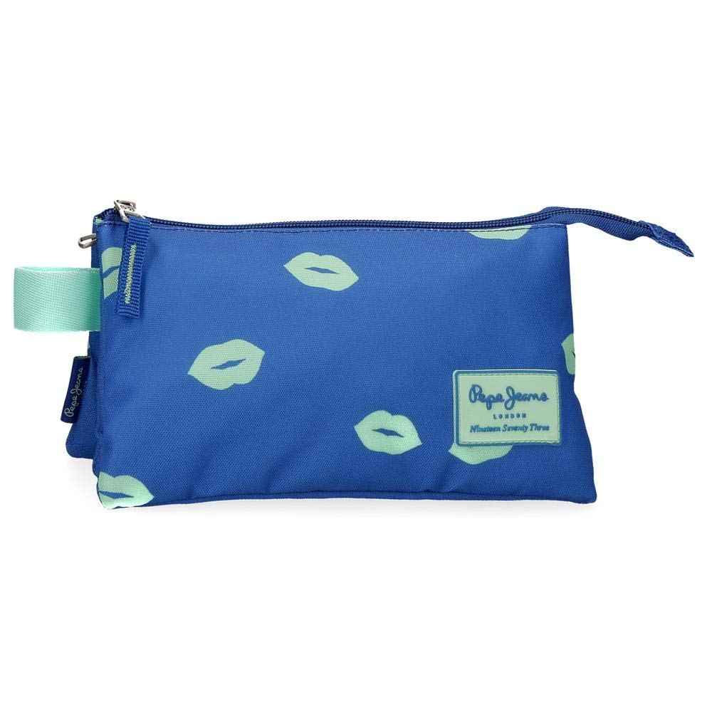 Pepe Jeans Ruth, Estuche Tres Compartimentos Niñas, Azul (Blue), 22x12x5 Cm
