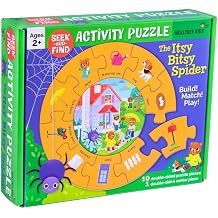 MOLLYBEE Kids The Itsy Bitsy Spider Seek and Find Activity Puzzle, Toddler Scavenger Hunt Activity Puzzle, Ages 2+, 11 Pieces, Double-Sided