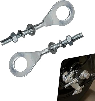 2Pcs 15mm Chain Tensioner, Steel Chain Adjuster for Mini Bike 50cc-125cc Honda CRF50 XR70 ATV 4 Wheeler Quad Dirt Bike Pit Bike Motorcycle Chain Tensioner Kit Silver