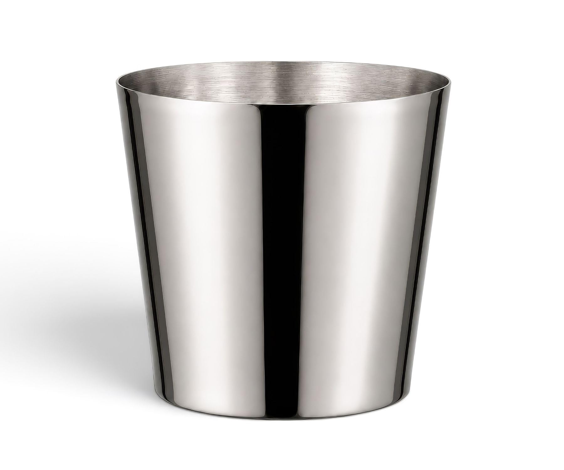 EDZARD Basel Flower Planter (H 11 cm, Diameter 11.5 cm), Stainless Steel, Highly Polished, for Indoor Plants and Herbs - Plant Pot, Silver, Flower Pot, Metal Planter, Round, Table Decoration Living