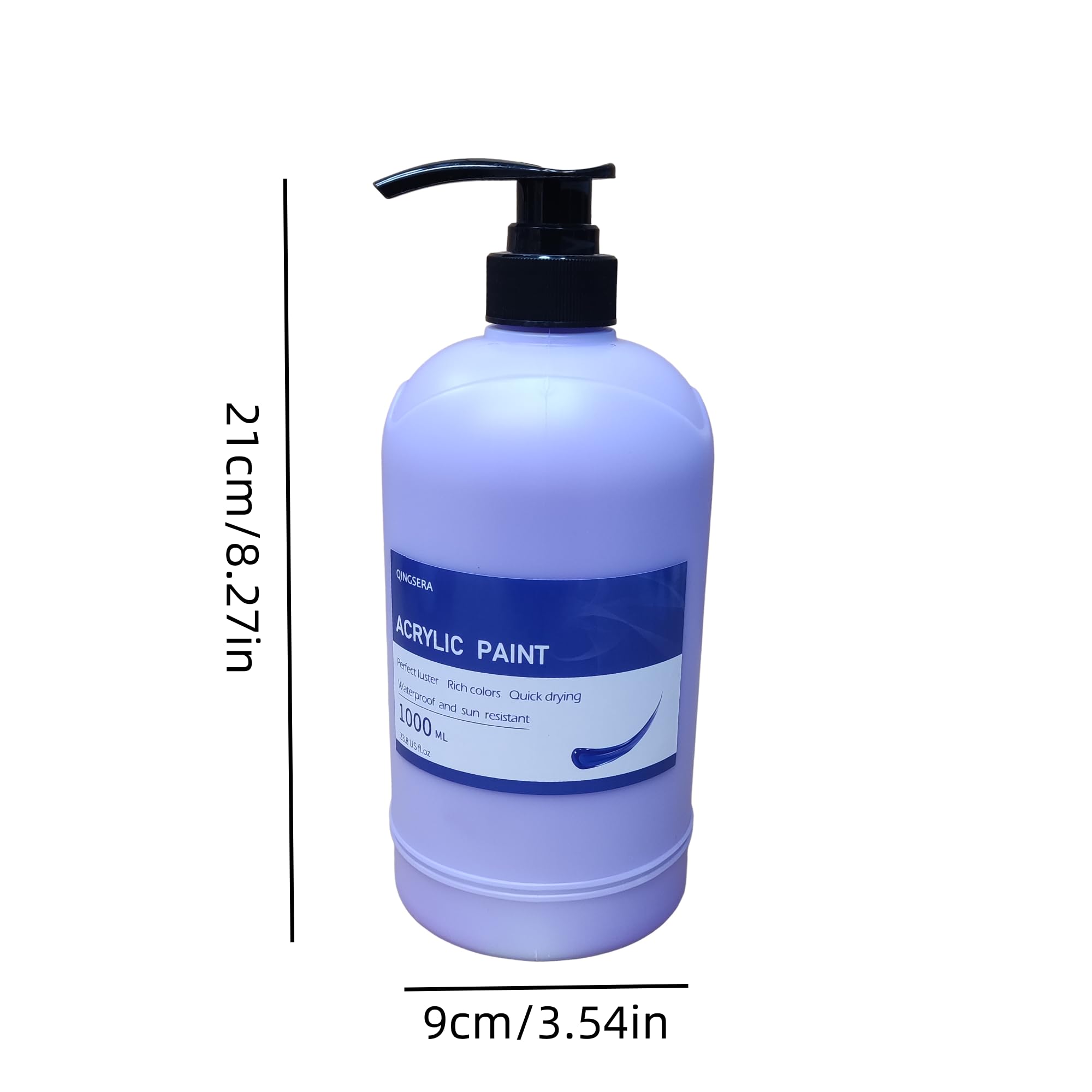 Juego de pintura acrílica de 8 colores, cuerpo pesado, botellas exprimibles de 33.8 onzas líquidas con bomba, no tóxicas, pigmentos ricos para lienzo, manualidades, madera, pared, piedra