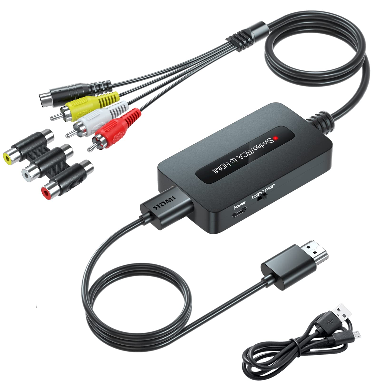 RCA Svideo to HDMI Converter, CVBS Composite AV to HDMI Converter