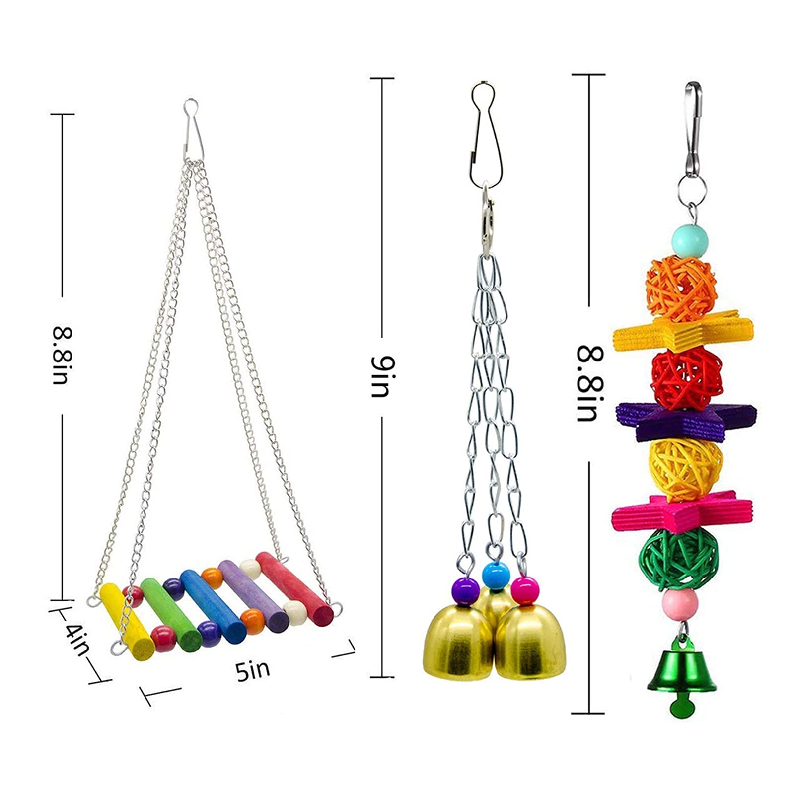Vogelspielzeug 7 stücke Papageien Spielzeug und Vogelzubehör für Haustier Spielzeug Swing Stand Budgie Sittich Käfig Afrikanisch Grau Vogel Speelgoed Parkiet
